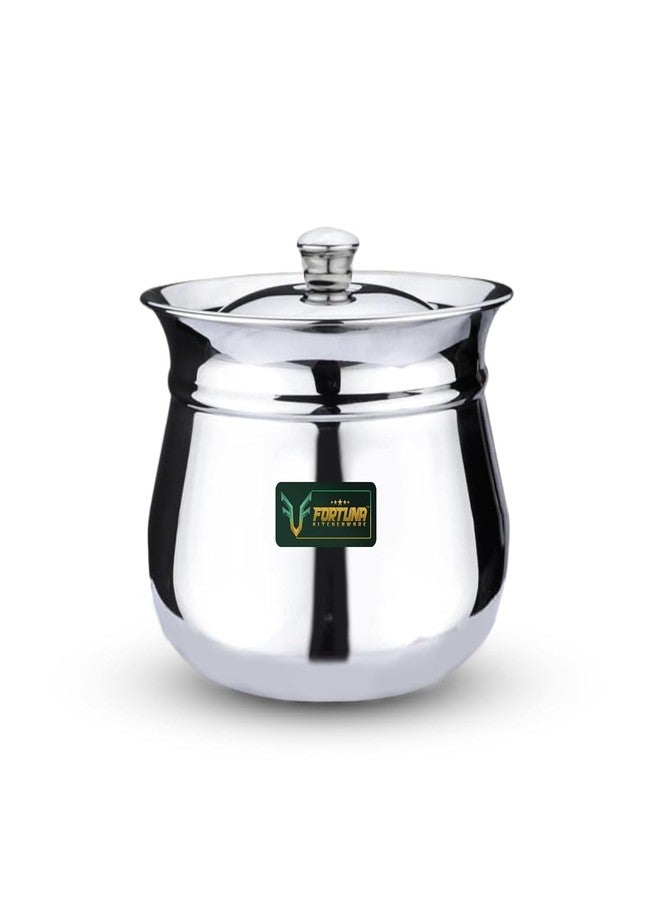 Fortuna Kitchenware, 1500ml, 20 Gauge Stainless Steel Dahi Handi/Curd Pot with Lid | Stainless Steel Handi for Kitchen (Matte, 1.5 Litre) - Image 1